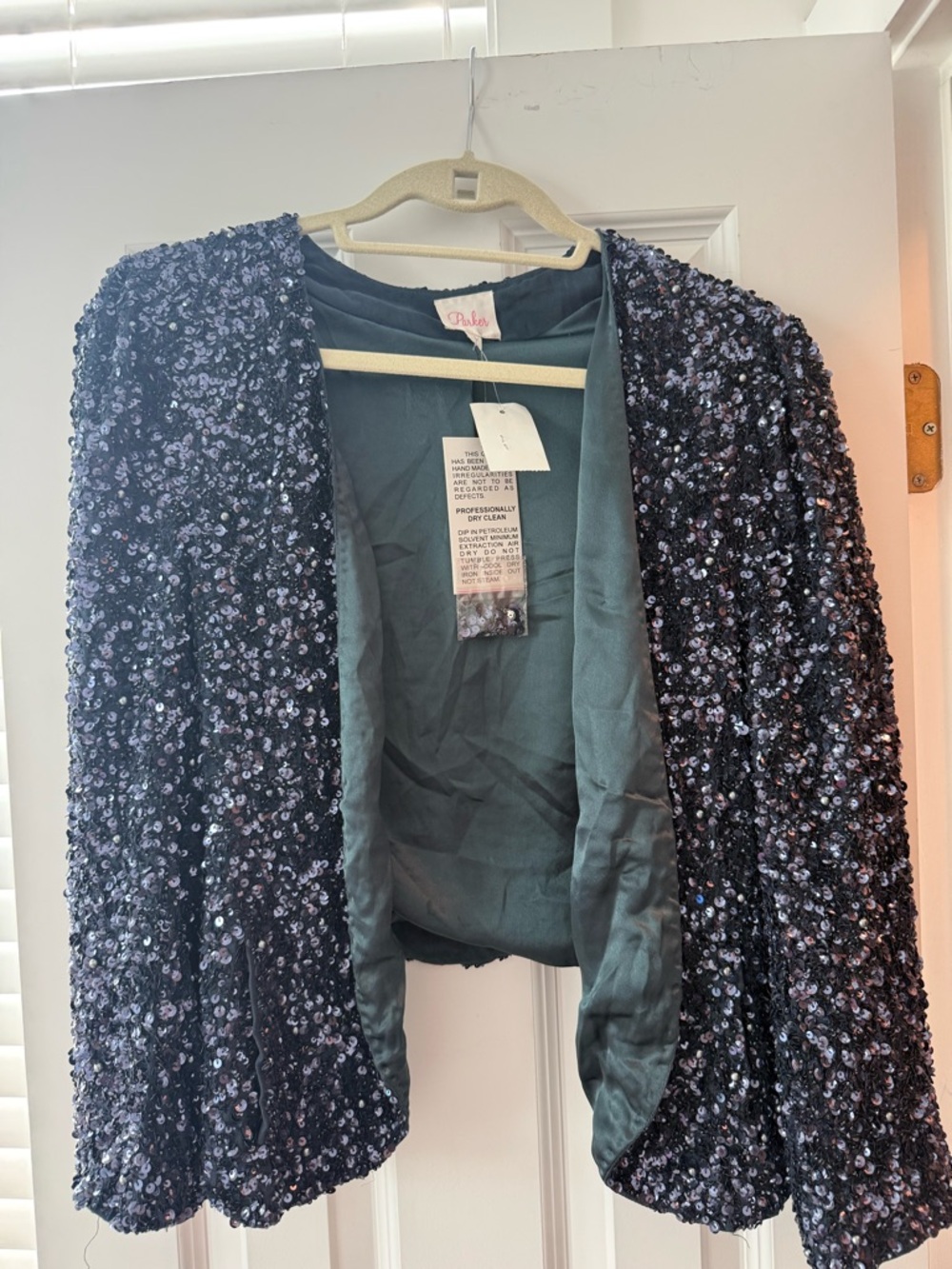 Parker Navy Sequin Open-Front Blazer (runs small)